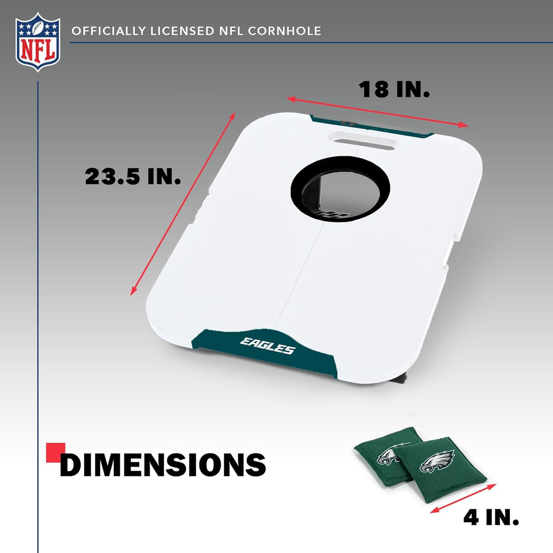 Wild Sports NFL Pro Football Allwetter Cornhole Set - Travel Bean Bag Toss Set Includes 8 Bean Bags