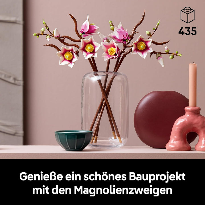 LEGO Botanicals Magnolienzweige - Kunstblumen Set für Erwachsene - 5 künstliche Magnolien für Deko i