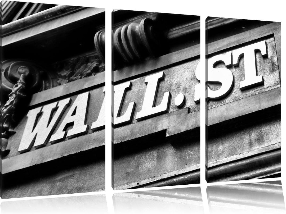Pixxprint Wall Street in New York/Format: 3-Teiler (120x80cm) cm/Leinwandbild fertig bespannt Wandbi