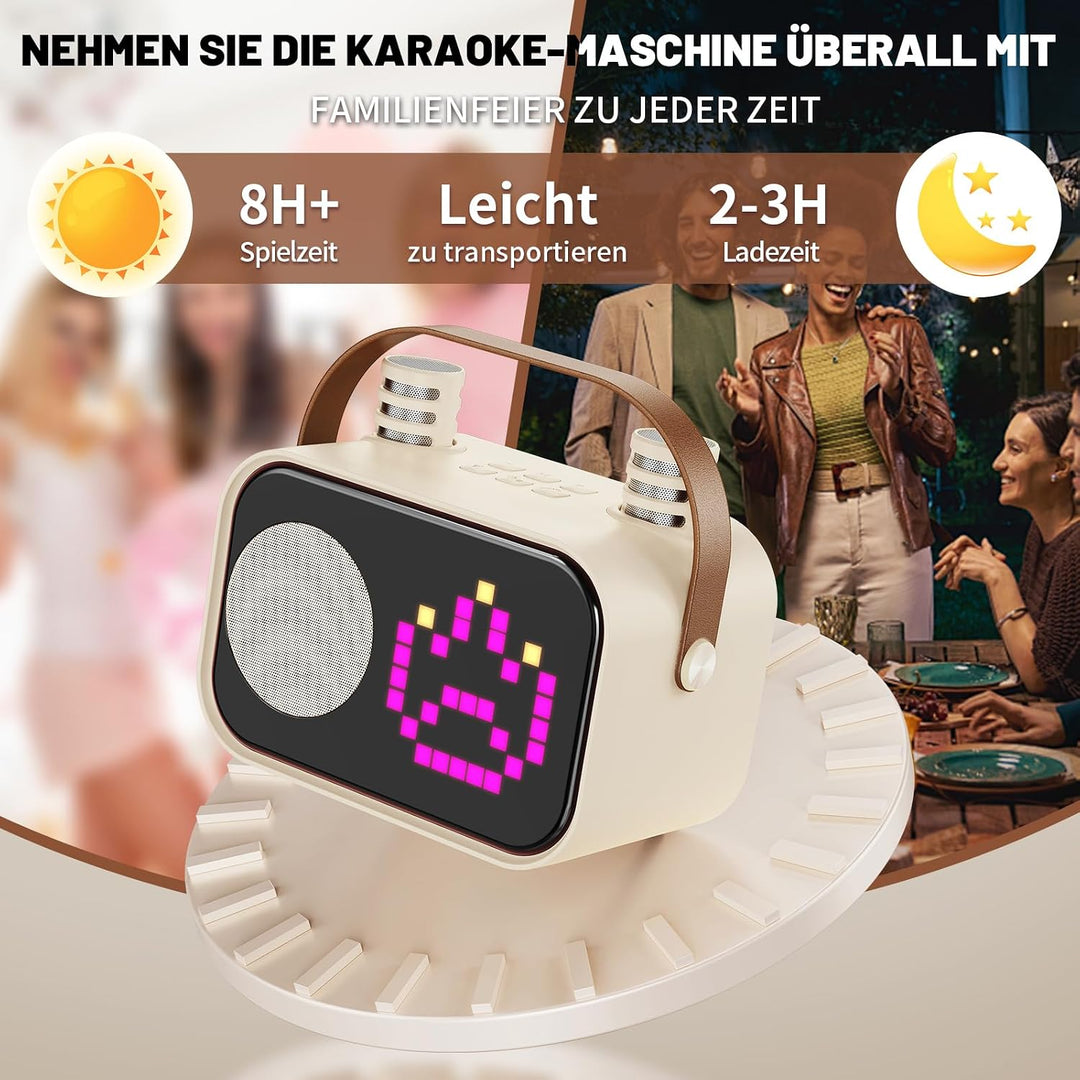 JYX Karaoke Anlage mit 2 Mikrofonen, Karaoke Maschine Kinder mit Professionellem Begleitmodus, Bluet