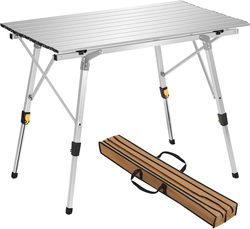 eSituro SCPT0015 Klapptisch Campingtisch tragbar, Gartentisch aus Aluminium, Höhenverstellbarer(45-7