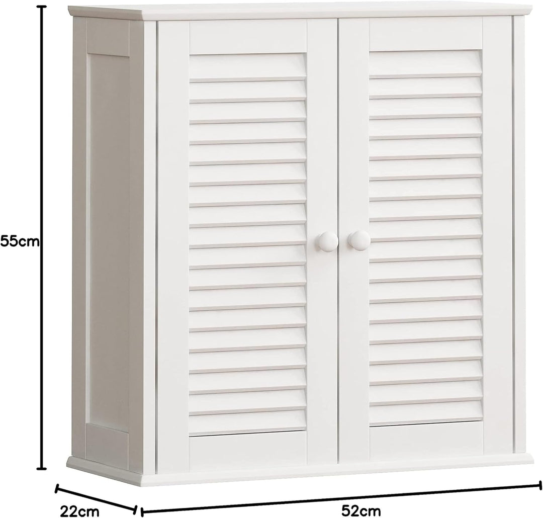 Bath Vida Schrank, Holz, Weiss, 55.0x22.0x52.0 Shutter Wandschrank für das Badezimmer, Shutter Wands