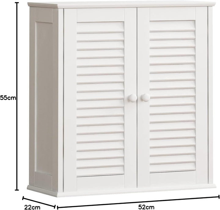 Bath Vida Schrank, Holz, Weiss, 55.0x22.0x52.0 Shutter Wandschrank für das Badezimmer, Shutter Wands