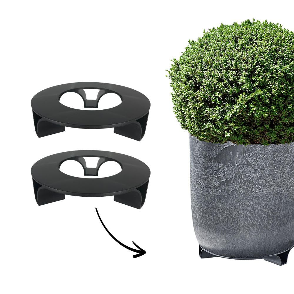 2er Set - Untersetzer Blumentopf – Farbe: Schwarz - Rund - 16cm Durchmesser - Recycling Material - M