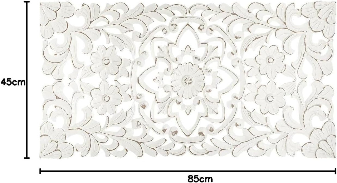 Wanddekoration Fanny - geschnitztes Holz 85 × 45 cm - Weiss - Atmosphera créateur d'intérieur cm Wei