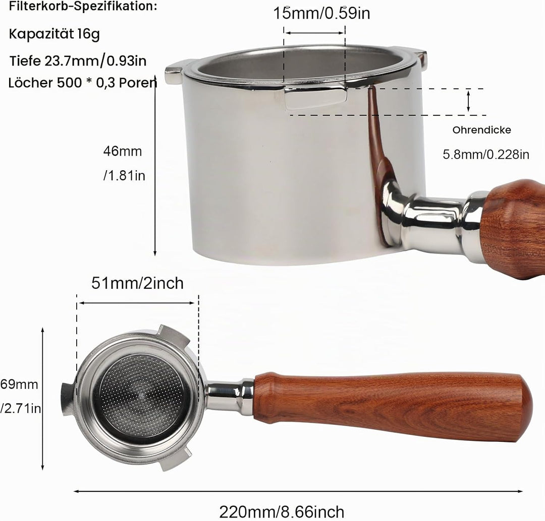 CAPFEI Bodenloser Siebträger 51mm nur kompatibel mit Delonghi La Specialista EC9335/9665/9155/9355 a