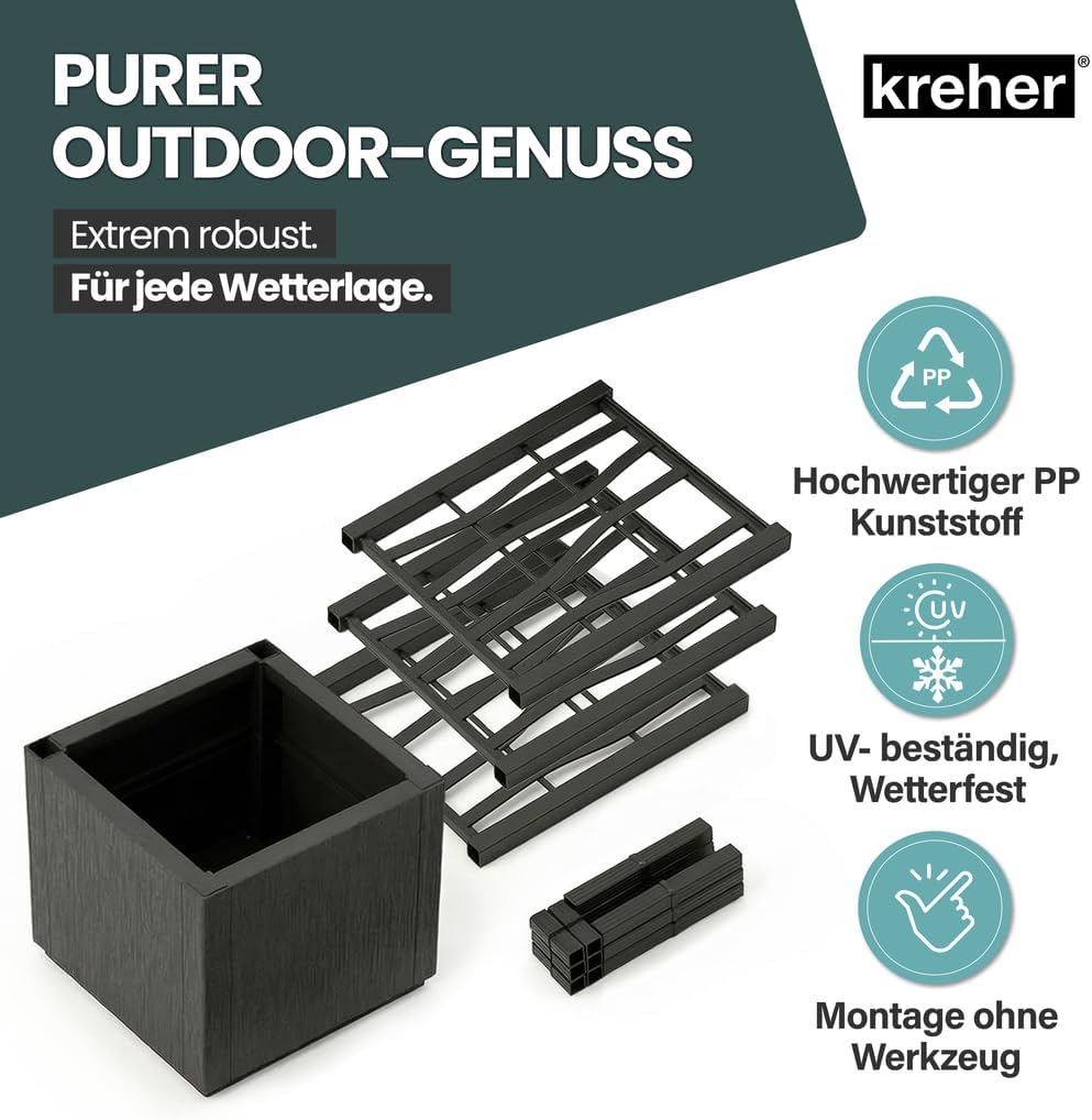 2 x Kreher® XL Rankgitter, Spalier mit Pflanzkasten aus robustem Kunststoff. In verschiedenen Grösse