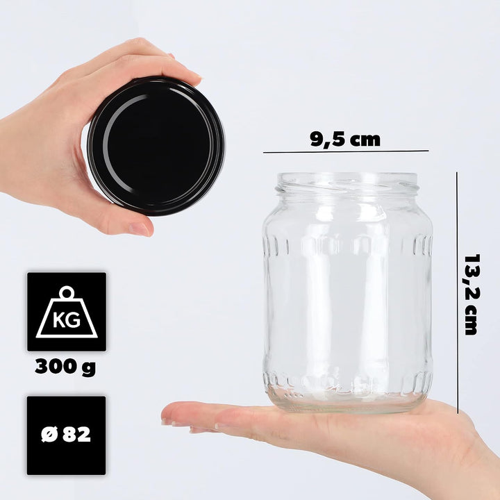 KADAX 24er Set Einmachgläser 720ml TO82 Schwarz, Grosse Sturzgläser mit Schraubdeckel, Einkochgläser