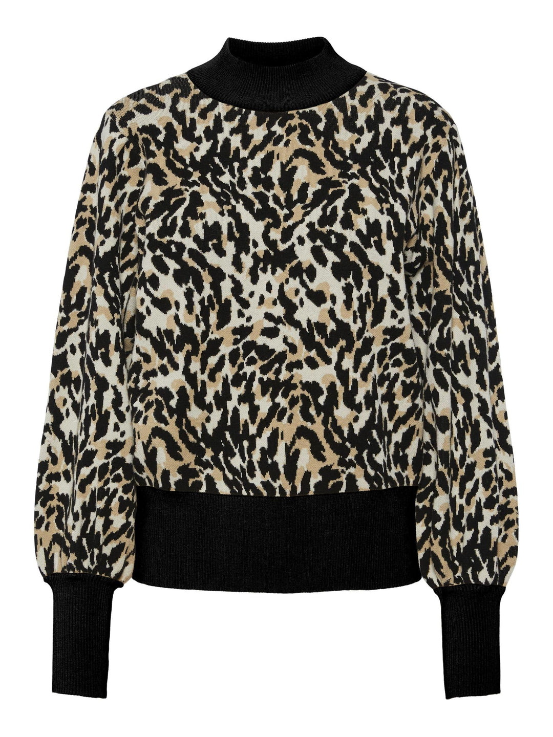 YAS Damen Yasfonny Ls Knit Pullover S. Noos Strickpullover XS Black/Aop:leo Print, XS Black/Aop:leo