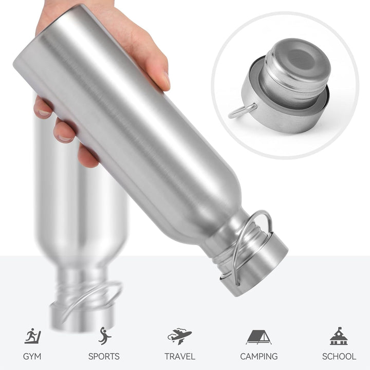 Volhoply 780ml nicht isolierte einwandige Wasserflasche 2 Packung, Edelstahl wiederverwendbare Wasse
