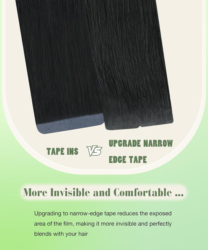 SURNEL Tape in Extensions Echthaar 35cm 100% Remy Jet Black Haarverlängerungen Tape in Haarextension