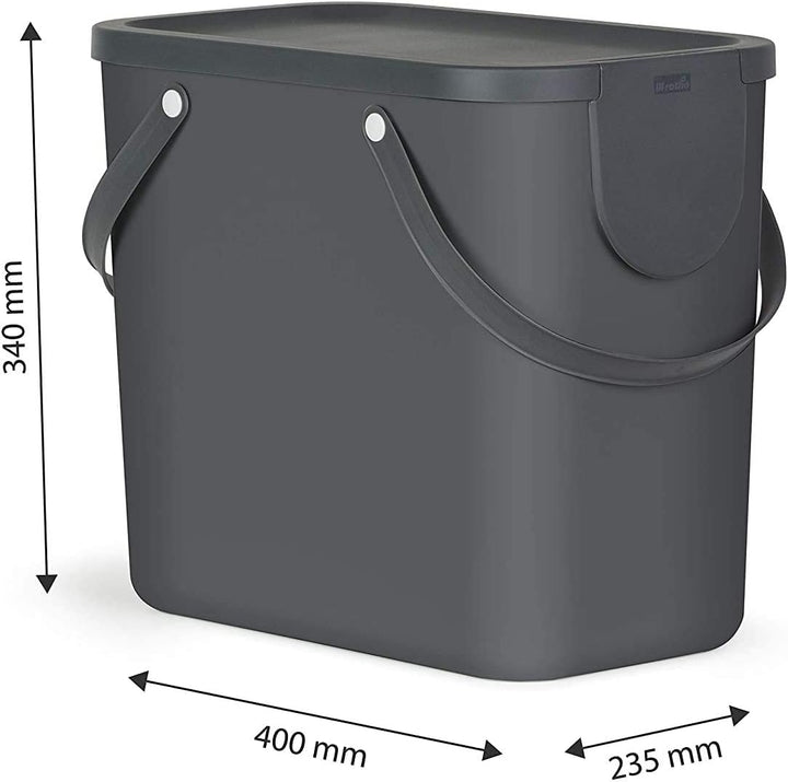 Rotho Albula Mülltrennungssystem 25l für die Küche, Kunststoff (PP) BPA-frei, anthrazit, 25l (40.0 x