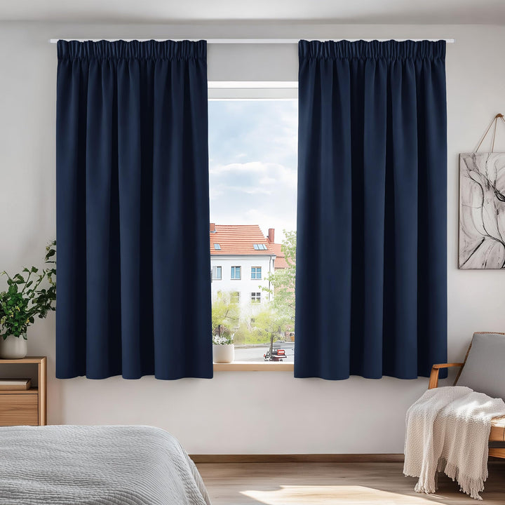 Deconovo Blickdicht Vorhänge Thermogardine Kälteschutz Kräuselband Gardinen Wohnzimmer, 138x117cm(Hö