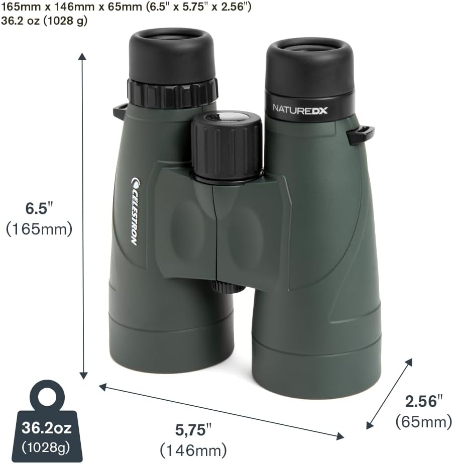 Celestron 71336-CGL Nature DX Fernglas, mit 12 x 56 Vergrösserung, mit BaK4-Prismen, Schwarz Nature