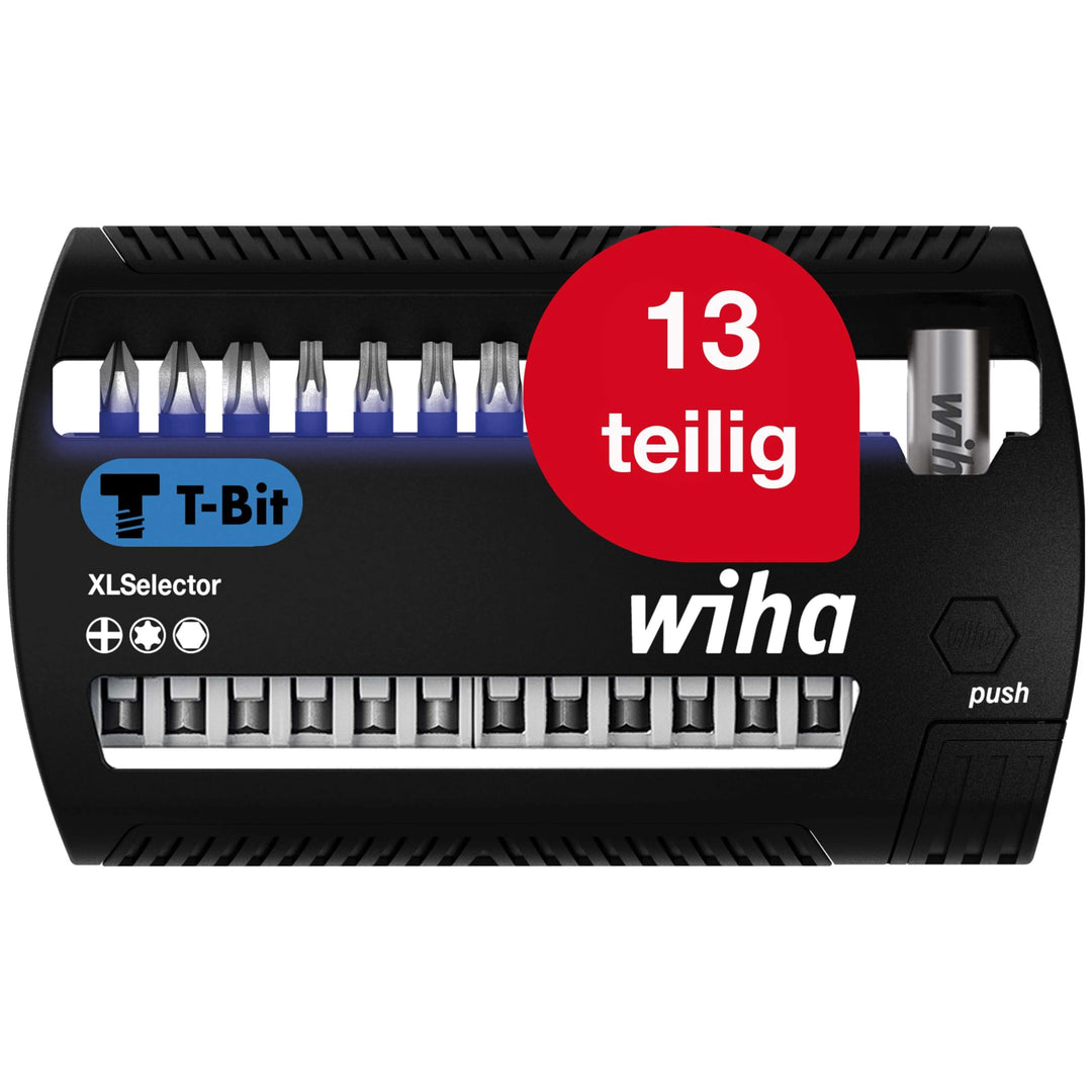 Wiha Bit Set XLSelector 13-tlg. I T-Bit 50 mm PH, TORX, Sechskant 1/4" E6,3 I magnetischer Bithalter