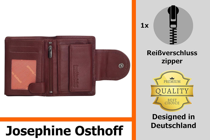 Josephine Osthoff Geldbörse Damen Wiener Schachtel, Platz für 11 Karten, Minibrieftasche mit Münzfac