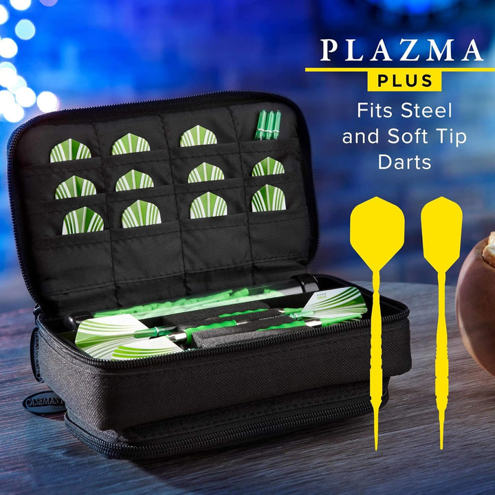 Casemaster Plazma Plus, 3 Dart-Etui für weiche Dartpfeile und Stahlspitzen, grosse vordere Handytasc