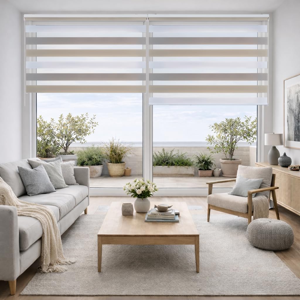 STORESDECO Doppelrollo, Duo Rollo für Fenster und Türen, Zebra Rollo Lichtdurchlässig und verdunkeln