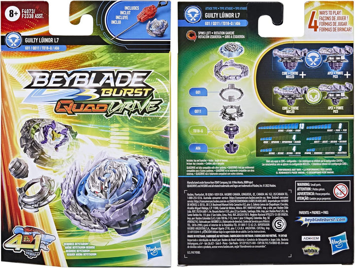 Beyblade Burst QuadDrive Guilty Lúinor L7 Spinning Top Starter Pack – Attack/Defense Type Battling G