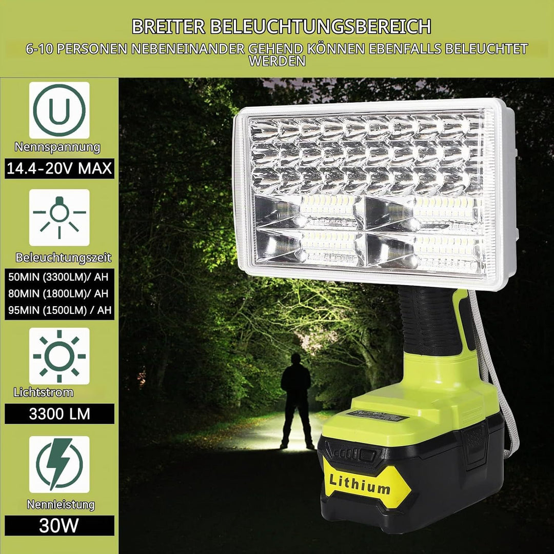 3300LM kabellose LED-Arbeitslichttaschenlampen Powered by Ryobi 18-Volt ONE + Lithium-Ionen-NiCd-NiM