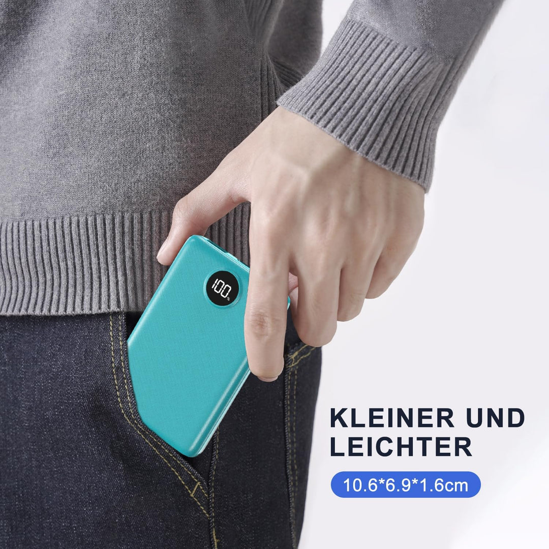 Power Bank, 22,5W Mini Powerbank 15000mAh mit USB-C Input & Output, PD 3.0 QC 3.0 Externe Handyakkus