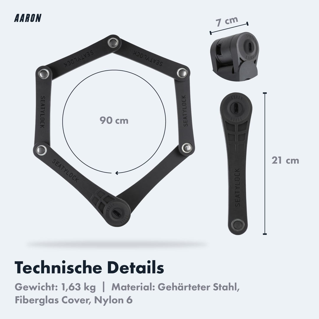 AARON Premium Fahrradschloss - sicheres Faltschloss Stufe 18, patentiertes Hochsicherheitsschloss mi