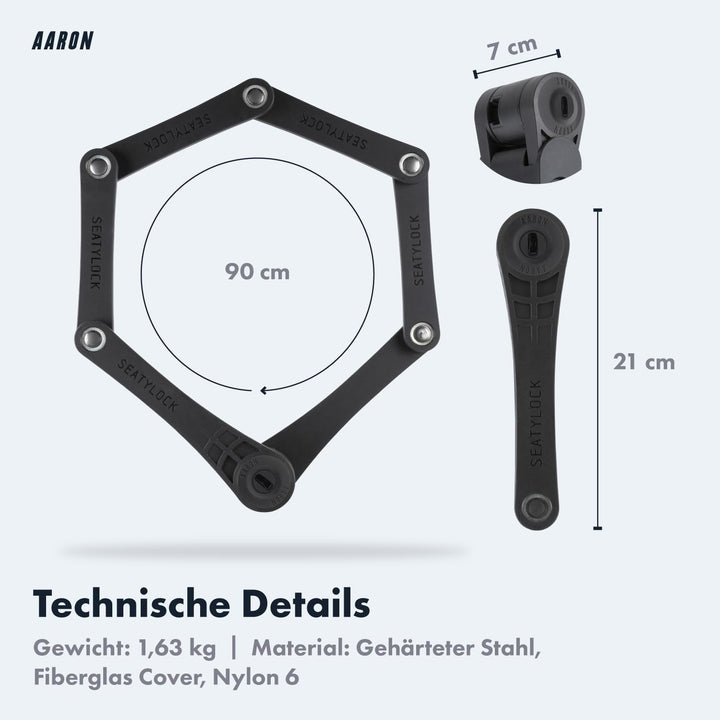 AARON Premium Fahrradschloss - sicheres Faltschloss Stufe 18, patentiertes Hochsicherheitsschloss mi