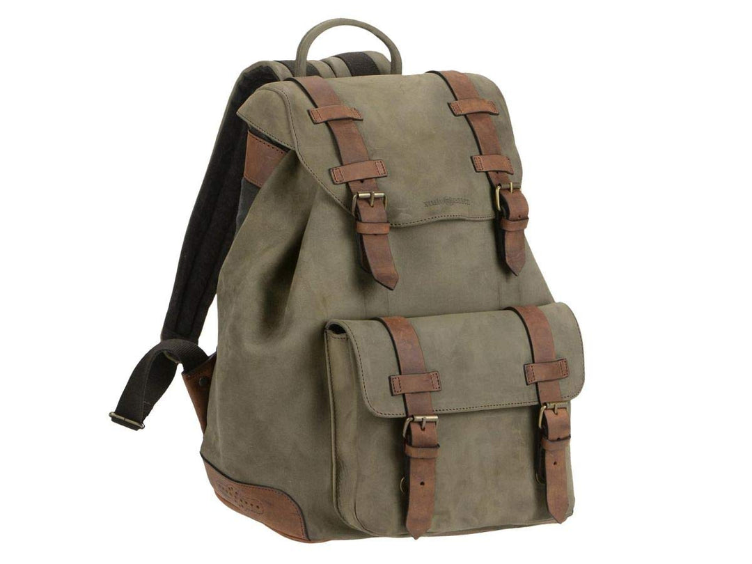 Ruitertassen Rucksack Damen Herren Khaki Ranger Leder Wanderrucksack Travel Reise