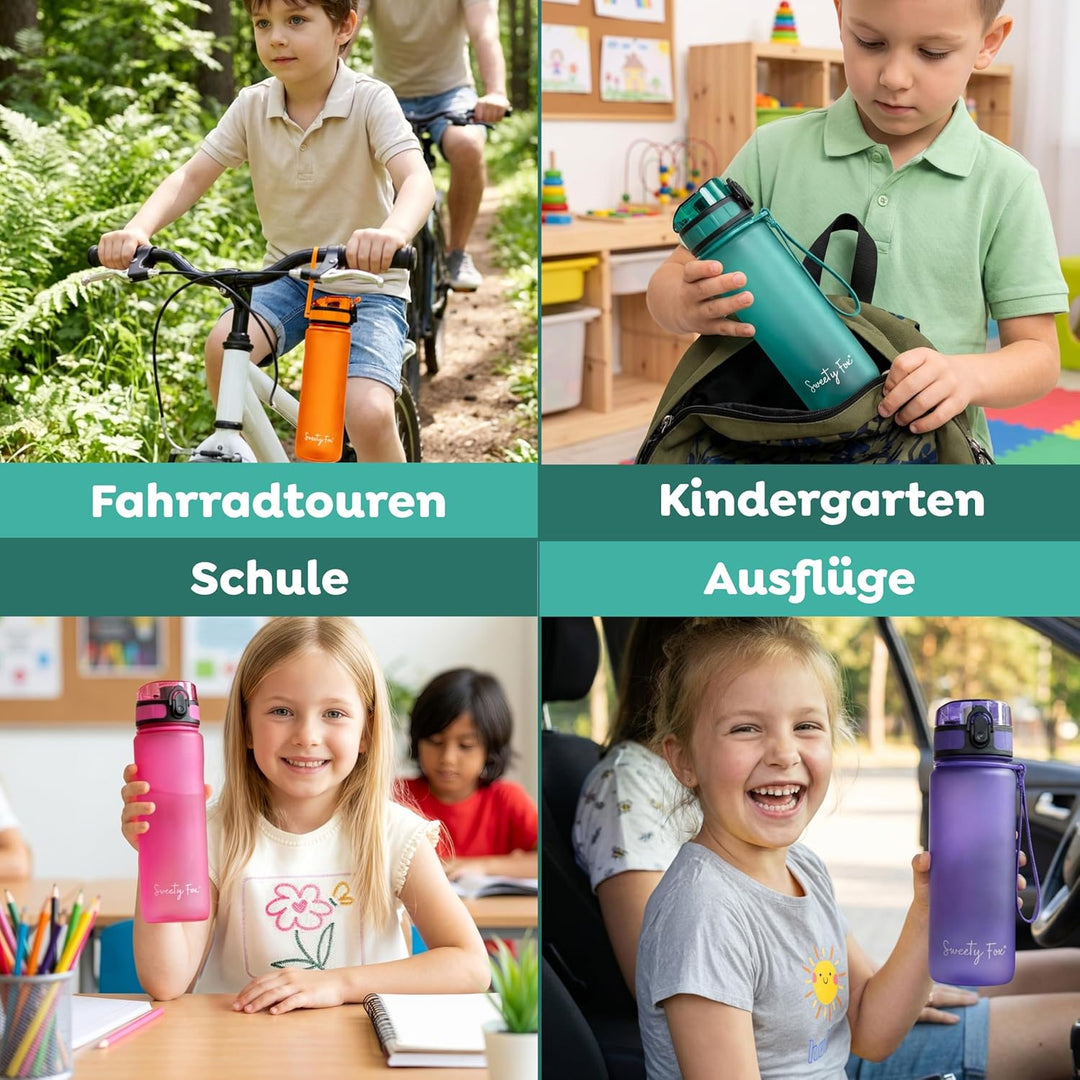 Sweety Fox - Kinder-Trinkflasche Kohlensäure Geeignet 500ml - Grün | Trinkflasche Sport 100% Auslauf