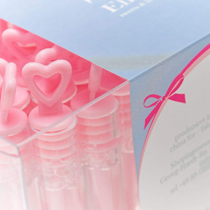 EinsSein 96x Seifenblasen Hochzeit Herzgläschen Box Weiss-rosa - Gastgeschenke für die Hochzeit Tauf