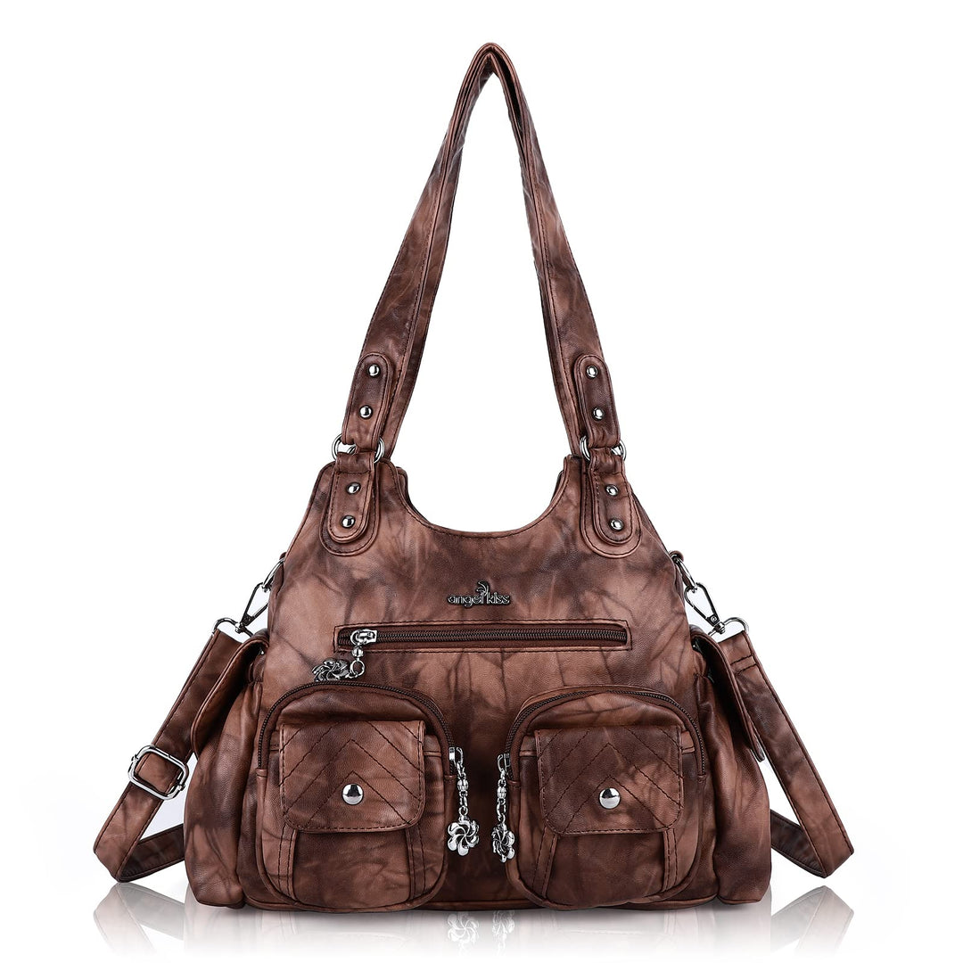 Angel Kiss Damen-Handtaschen, grosse Hobo-Tasche, weiches PU-Leder, Schultertasche für Damen Braun,