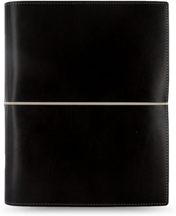 Filofax Domino Persönlicher Organiser Gummibandverschluss nachfüllbar A5, Schwarz schwarz Single, sc