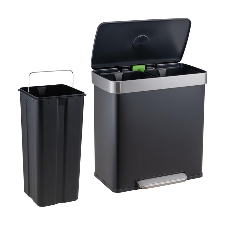 SVITA LT2X30 Mülleimer 60 Liter Treteimer Tretmülleimer Abfalleimer 2 Fächer je 30 Liter freistehend
