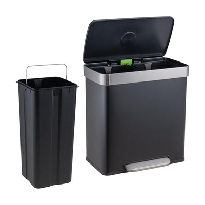 SVITA LT2X30 Mülleimer 60 Liter Treteimer Tretmülleimer Abfalleimer 2 Fächer je 30 Liter freistehend