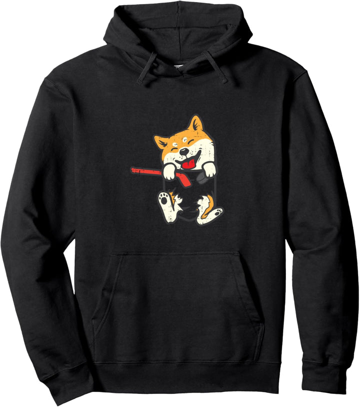 Pocket Shiba Inu Feet Ice Hockey Cute Akita Japanese Dog Pullover Hoodie