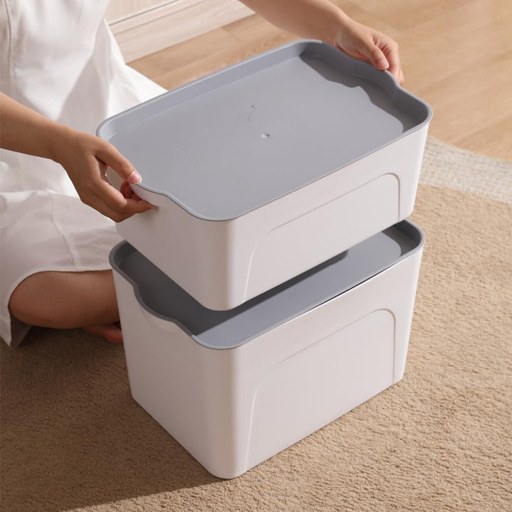 RMAN Aufbewahrungsbox mit Deckel 4er Set Ordnungsboxen Küchen Organizer Plastikbox mit Deckel 15L St