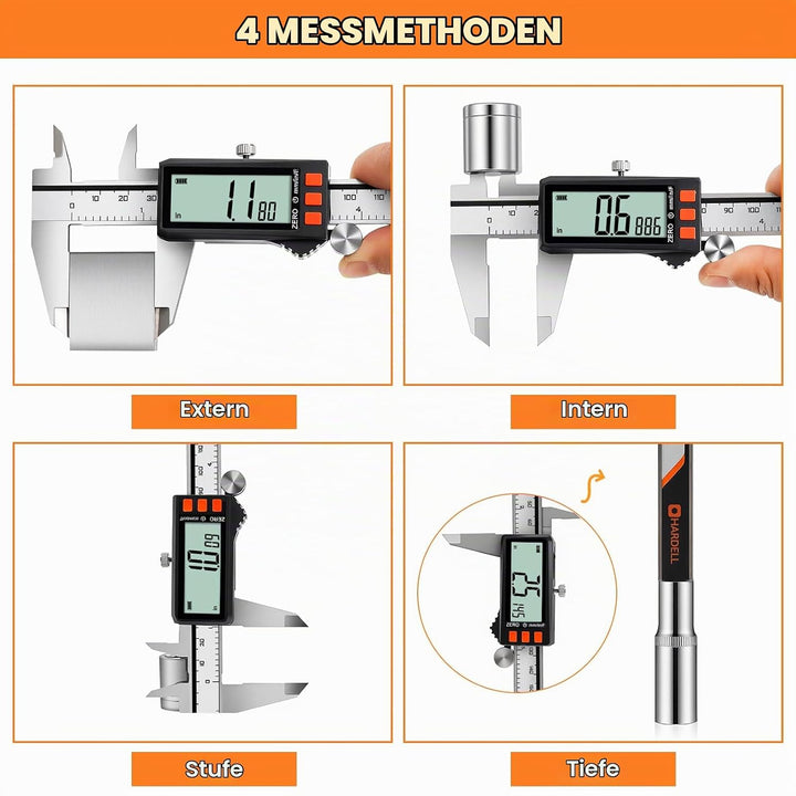 HARDELL Digital Caliper, Rechargeable Digital Caliper with Power Display, Caliper Measuring Tool wit