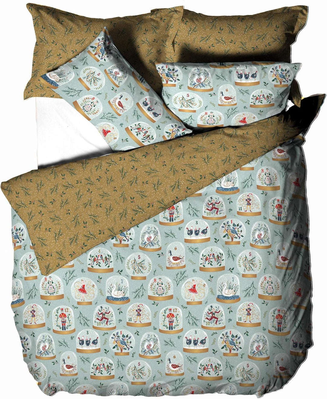 furn. Twelve Days of Christmas Bettbezug-Set, 3-teilig, blau, Doppelbett Doppelbett Blau, Doppelbett