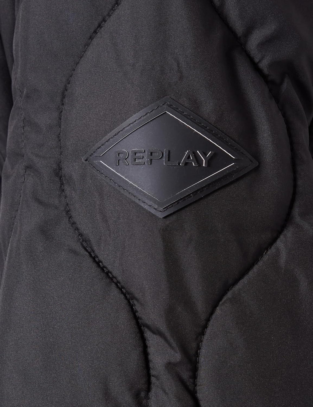 Replay Damen Mantel mit Kapuze, Black 098