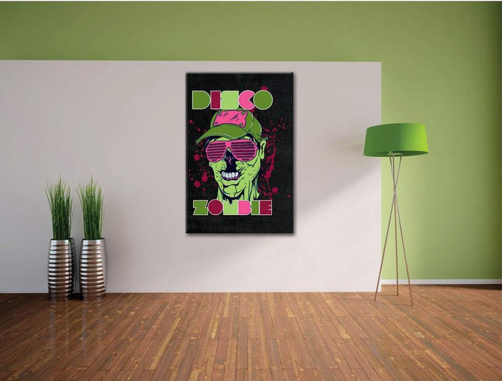 Dark Disco Zombie black Leinwandbild Bild auf Leinwand, XXL riesige Bilder fertig gerahmt mit Keilra