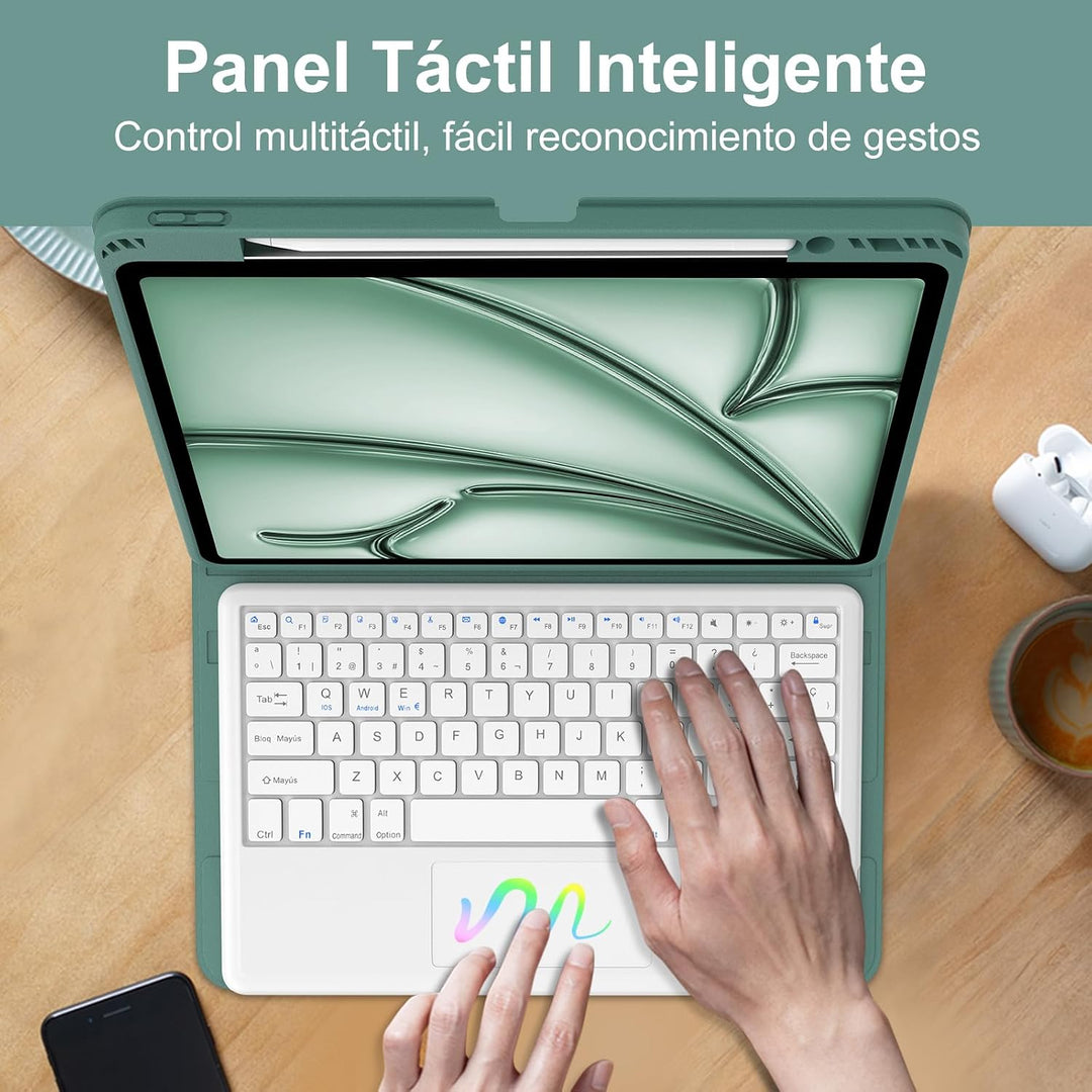 FOGARI Tastatur für iPad Air 13 Zoll M2/M3/M4 2024/2025/2026 mit Touchpad | Schutzhülle mit spanisch
