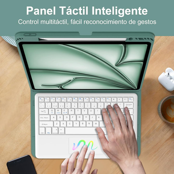 FOGARI Tastatur für iPad Air 13 Zoll M2/M3/M4 2024/2025/2026 mit Touchpad | Schutzhülle mit spanisch