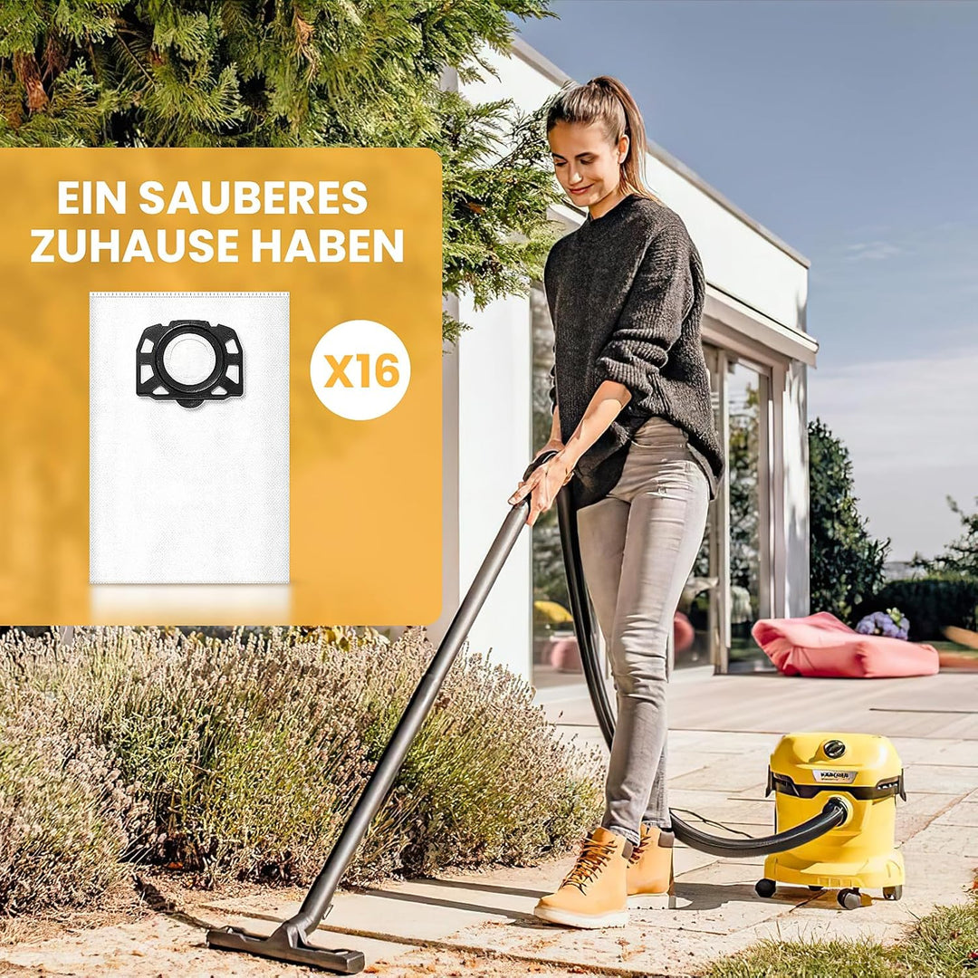 16 Stück KFI 357 Staubsaugerbeutel für Kärcher WD2 Plus / WD3 / WD3 Battery/SE 4001 / SE 4002 / KWD1