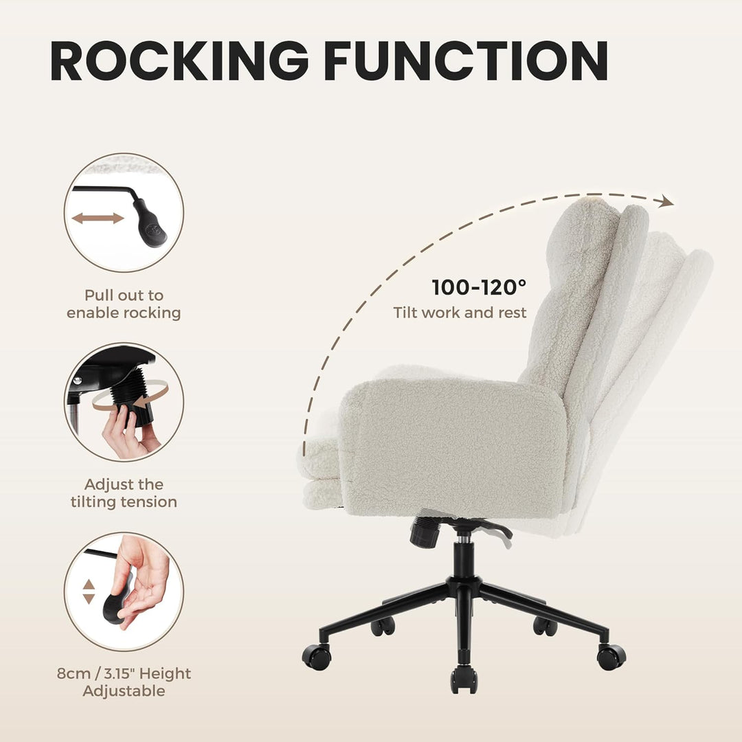 IWMH Schminktisch Stuhl, Schreibtischstuhl mit Rollen,Bürostuhl Ergonomisch mit Armlehne,Schminkstuh