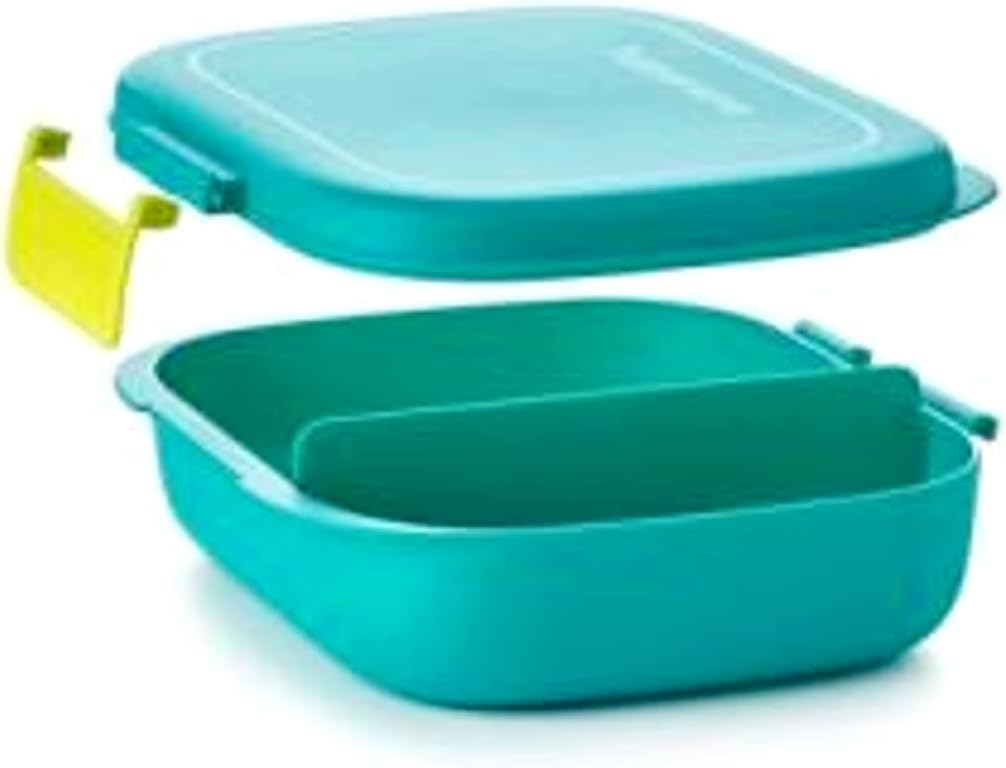 Tupperware to Go 1, 2, 3 Lunchbox mit Unterteilung Trennwand türkis gelb Schule Kinder