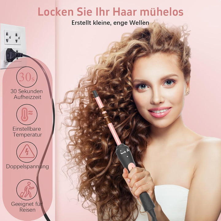 Lockenstab mit verschiedenen Aufsätzen [9mm und 25mm] Lockenstab mit Quarzkeramikbeschichtung, Zwei