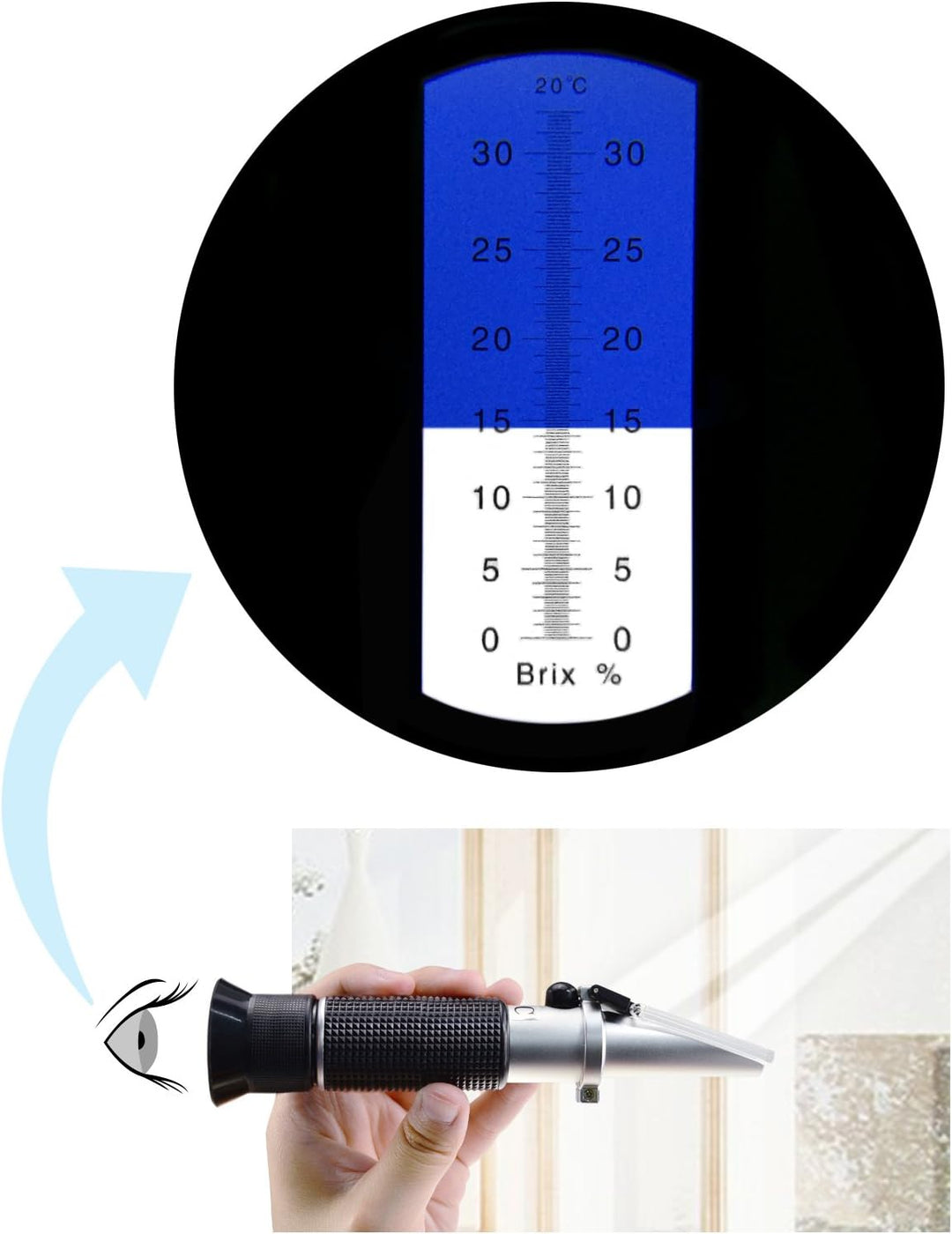 GAIN EXPRESS 0-32% Brix Refraktometer ATC Hochkonzentrierte Zuckerlösung Inhalt Test-Tool 0,2% Divis
