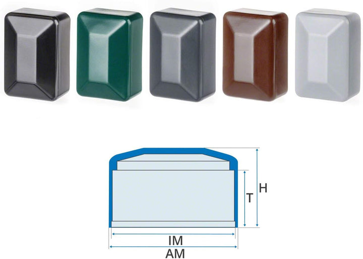 EMFA Zaunpfahlkappe rechteckig 60x80 mm Schwarz 10 Stück Pfostenkappen Kunststoff Pfostenkappen Abde