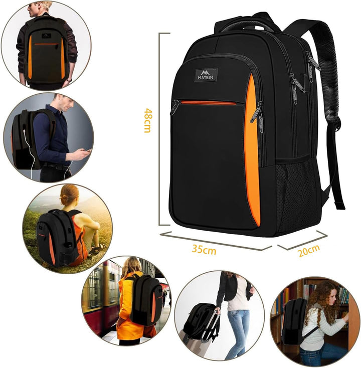 MATEIN Schulrucksack Teenager, Laptop Rucksack 17,3 Zoll Schulrucksack Jungen, Laptoptasche mit USB