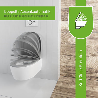 LUVETT® WC-Sitz mit Absenkautomatik D140 D-Form Soft Close® & TakeOff EasyClean Abnahme, hygienisch